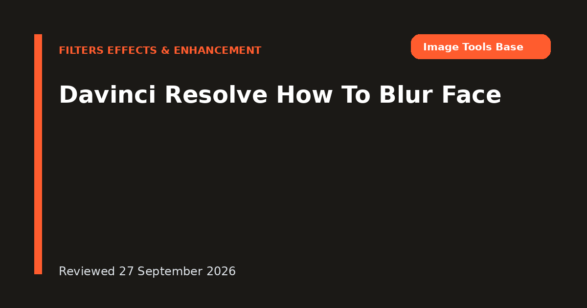 Davinci Resolve How To Blur Face