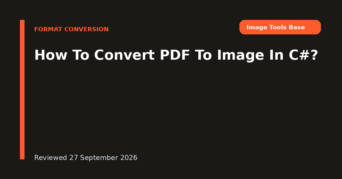 How To Convert PDF To Image In C#?